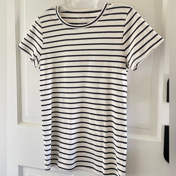 J. Crew Tops - J. Crew Navy Striped Short Sleeve Tee